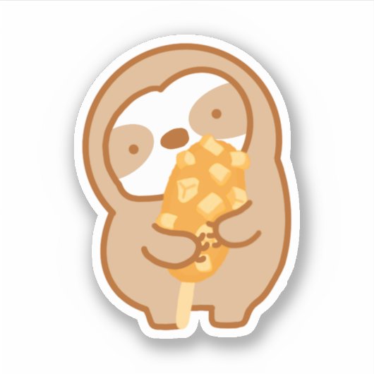 Cute Korean Corndog Sloth Sticker (Voorkant)