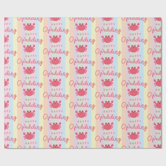 Cute Krabben Zoet Zeeleven Dieren Zomer Bruiloft Cadeaupapier (Vlak)
