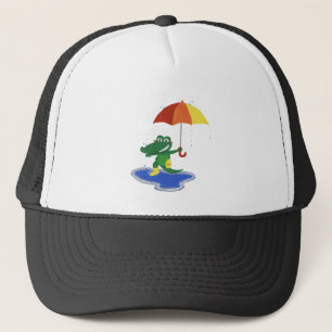 Cute krokodil onder regen trucker pet