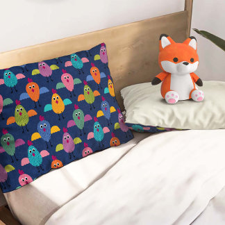 Cute kuikenpatroon op blauw kussensloop