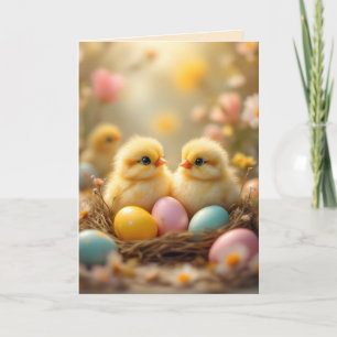 Cute kuikens in paaseieren, op maat gemaakte vinta feestdagen kaart