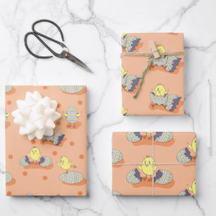 Cute Kuikensjabloon Paasverpakkingsvellen Inpakpapier Vel
