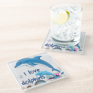 Cute l Love Dolphins Quotes Dolphin Lovers Glazen Onderzetter
