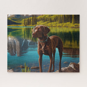 Cute Lab Dog Chocolate Labrador Retriever Legpuzzel
