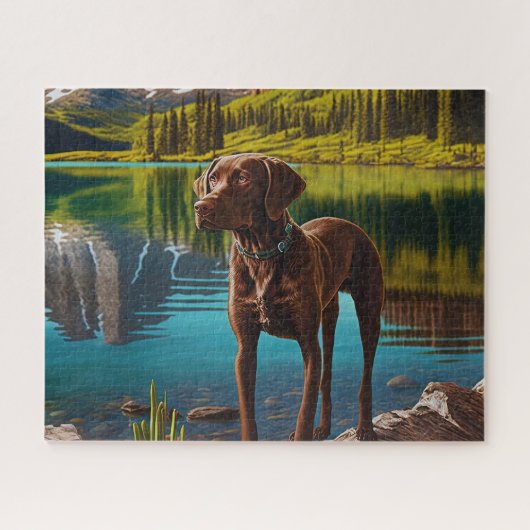 Cute Lab Dog Chocolate Labrador Retriever Legpuzzel (Horizontaal)