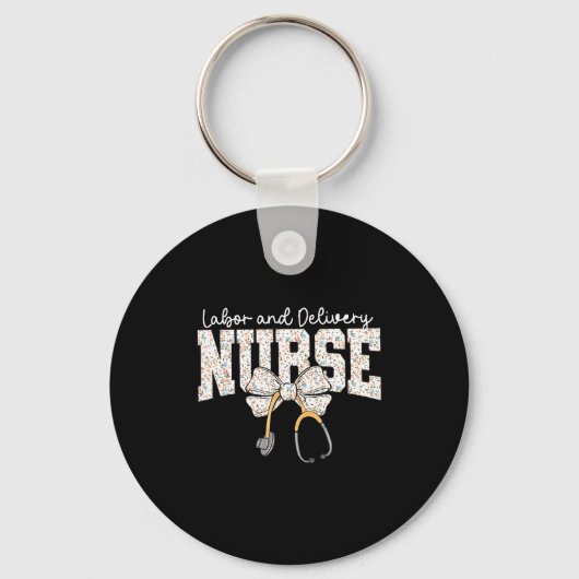 Cute Labor And Delivery Nurse Stethoscope Coquette Sleutelhanger (Voorkant)