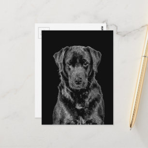 Cute Labrador Black Dog Puppy Pet Sketch Briefkaart