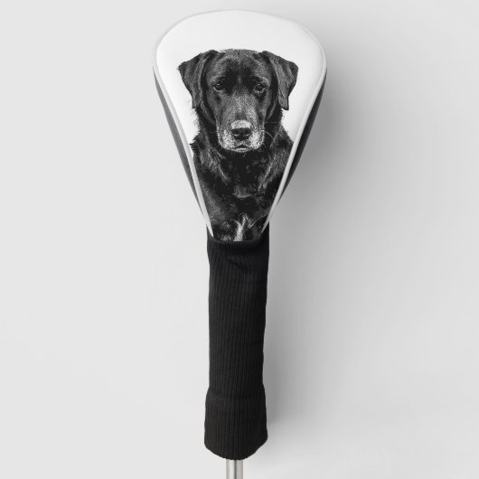 Cute Labrador Black Dog Puppy Pet Sketch Golfheadcover (Voorkant)
