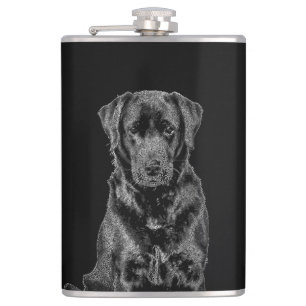 Cute Labrador Black Dog Puppy Pet Sketch Heupfles