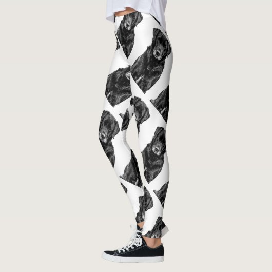 Cute Labrador Black Dog Puppy Pet Sketch Leggings (Links)