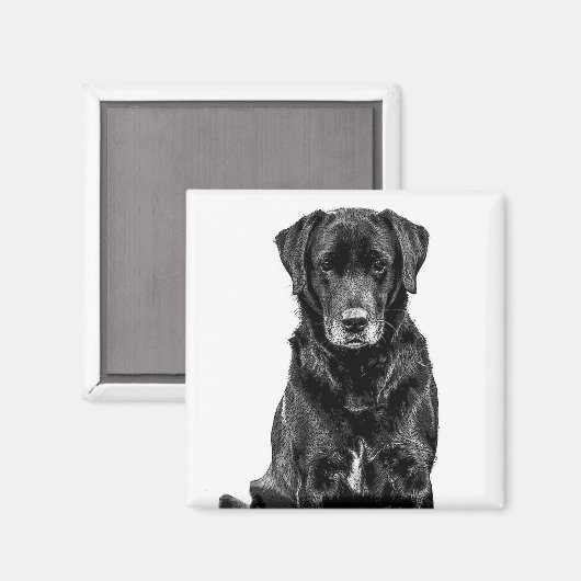 Cute Labrador Black Dog Puppy Pet Sketch Magneet (Voorkant / Achterkant)