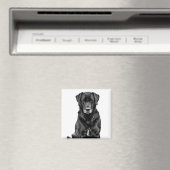 Cute Labrador Black Dog Puppy Pet Sketch Magneet (Insitu (Vaatwasser))