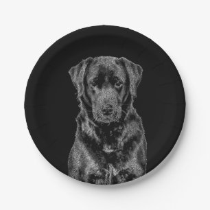 Cute Labrador Black Dog Puppy Pet Sketch Papieren Bordje