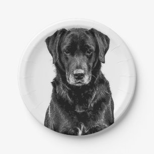 Cute Labrador Black Dog Puppy Pet Sketch Papieren Bordje