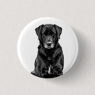Cute Labrador Black Dog Puppy Pet Sketch Ronde Button 3,2 Cm