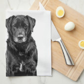 Cute Labrador Black Dog Puppy Pet Sketch Theedoek (Quarter Fold)