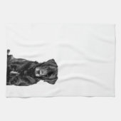 Cute Labrador Black Dog Puppy Pet Sketch Theedoek (Horizontaal)