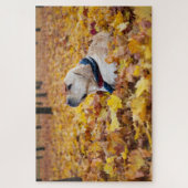 Cute Labrador Dog in Fall Leaves Legpuzzel (Verticaal)