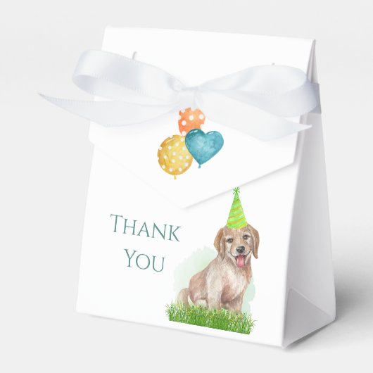 Cute Labrador Puppy Paw-ty Party Hartelijk dank Bedankdoosjes (Voorkant Zijde)