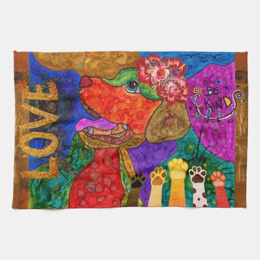 Cute Labrador Retriever Chien serviette de cuisine (Horizontal)