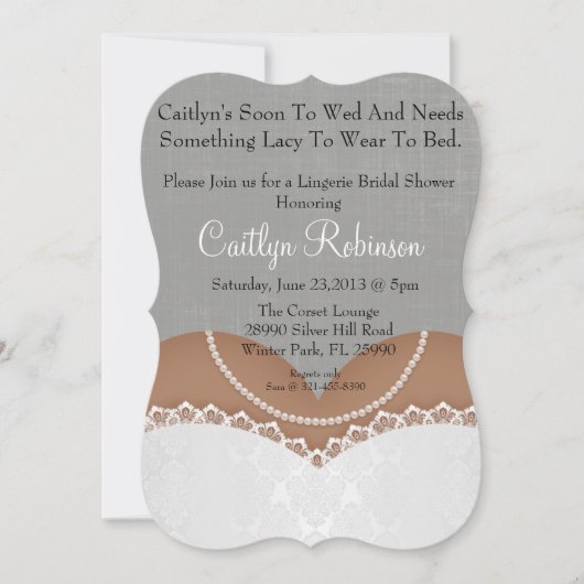 Cute Lace Bra Lingerie Bridal Douche Invitation (Devant)