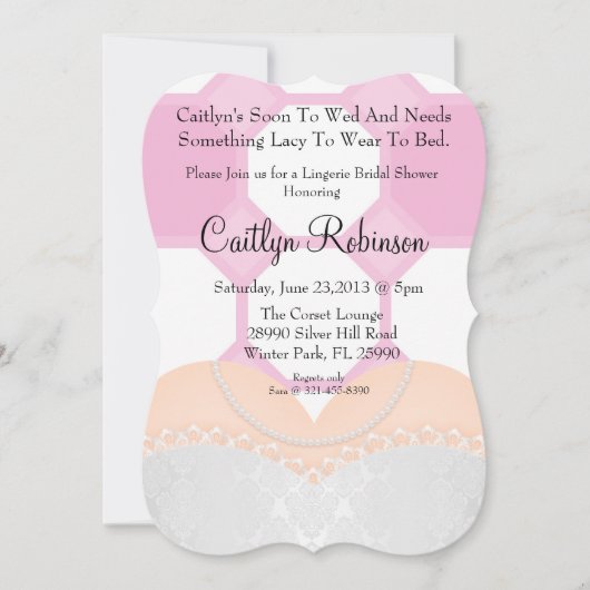 Cute Lace Bra Lingerie Bridal Douche Invitation (Devant)