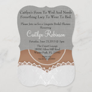 Cute Lace Bra Lingerie Bridal Shower Invitation Kaart