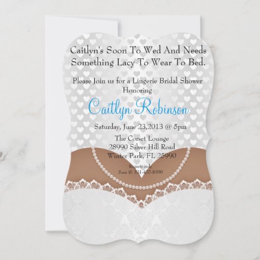 Cute Lace Bra Lingerie Invitation à la douche nupt (Devant)