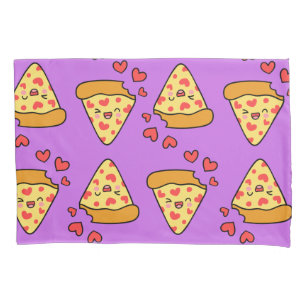 Cute lachen pizza grappige paarse kinder jongen kussensloop