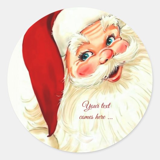 Cute lachende santa ronde sticker (Voorkant)