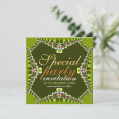 Cute Lacy Fresh Green Girls Invitations (Debout devant)