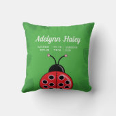 Cute Lady Bug Baby Birth Stats Throw Pillow Kussen (Achterkant)