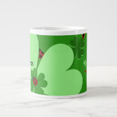 Cute Lady Bug & Clover Leaf Name Extra Grote Beker (Voorkant)