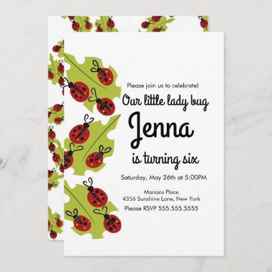 Cute Lady Bug Hand Drawn Insect Birthday (Voorkant / Achterkant)