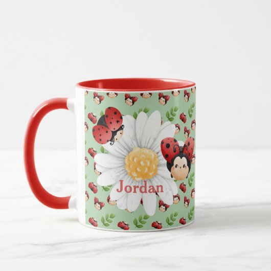 Cute Lady Bug Motif Custom Kids Mug (Gauche)