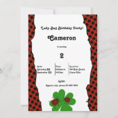 Cute Lady Bug Party 2e Anniversaire Carte d'invita (Devant)
