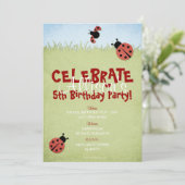 Cute Lady Bugs Girl's Birthday Kaart (Staand voorkant)