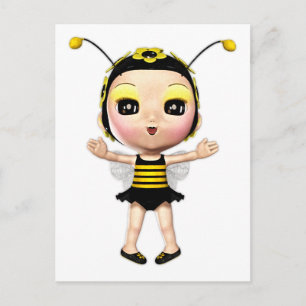 Cute Lady Bumblebee Fairy Doll 2 Briefkaart