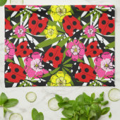 Cute Ladybird and Flowers Pattern Theedoek (Gevouwen)