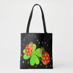 Cute Ladybird Shamrock Canvas tas