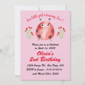 Cute Ladybug 2e anniversaire de fête Invitation (Devant)