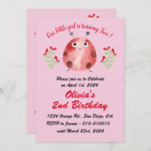 Cute Ladybug 2e anniversaire de fête Invitation (Devant / Derrière)