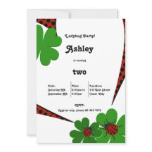 Cute Ladybug 2e Birthday Party Invitation Kaart
