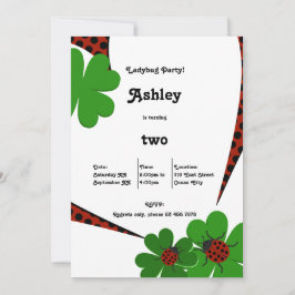 Cute Ladybug 2e Birthday Party Invitation Kaart