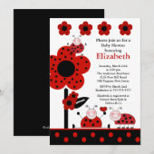 Cute Ladybug Baby shower Invitation Kaart (Voorkant / Achterkant)