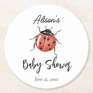 Cute Ladybug Baby shower Ronde Kartonnen Onderzetter
