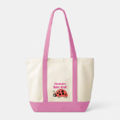 Cute ladybug baby stuff name black pink tote bag (Achterkant)