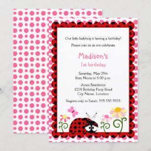Cute Ladybug Birthday Party Kaart