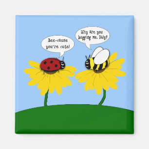 Cute Ladybug en Bumble Bee Magnet Magneet