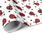 Cute Ladybug en Hearts Pattern Cadeaupapier (Rol Hoek)